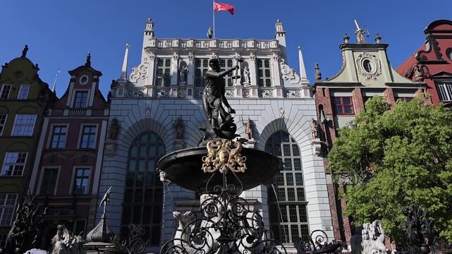 Gdansk Neptune Fountain and Artus Court, Poland