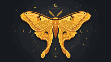 Golden Luna Moth Under Starry Night. © Agos