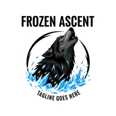 Dynamic winter sports or cold weather apparel logo capturing the intensity and power of an arctic predator. © canteen