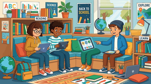 Students learning together in classroom.