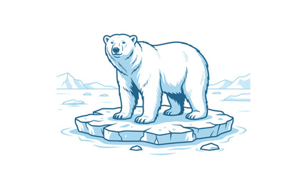Polar Bear on Ice Floe - Arctic Wildlife Illustration © Biru