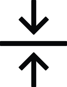 Vertical compress inward arrows icon in minimalist line art style