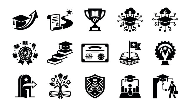 Automotive Performance Parts Silhouette Icons Sports Car Tuning Components Vector Set 4K