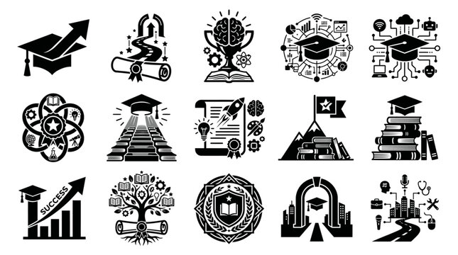 Performance Sports Car Spare Parts Black Silhouette Icon Set Automotive Tuning Vector Collection 4K