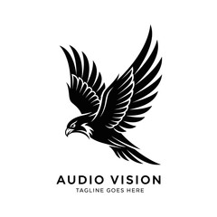 Fototapeta premium A minimalist black eagle mascot logo template ideal for security and technology brands seeking a powerful, professional avian symbol to represent their business identity.