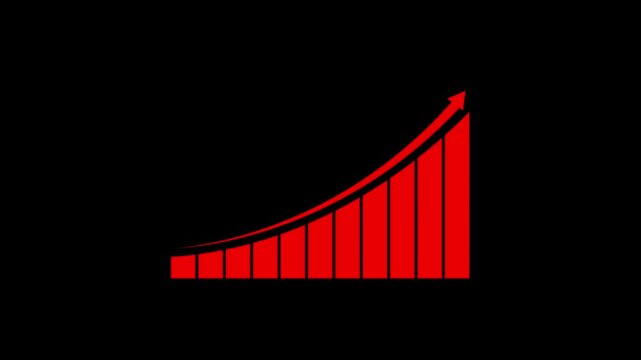 Motion animated footage. Statistics bars columns growth, arrow up. Finance, Bar graph going up, Profit concept, positive increase chart. business graph animation.