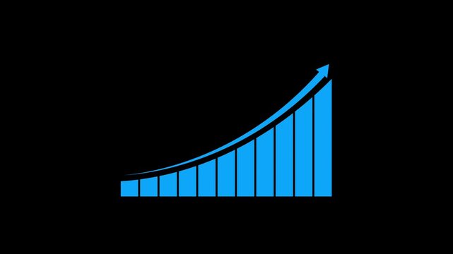 Motion animated footage. Statistics bars columns growth, arrow up. Finance, Bar graph going up, Profit concept, positive increase chart. business graph animation.