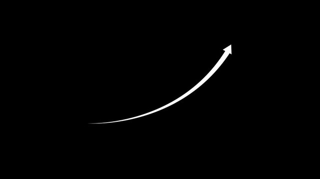 Abstract arrow business graph icon animation background. arrow rising transparent channel. Abstract arrow growth chart of economy icon animated down to up arrow animation direction animation