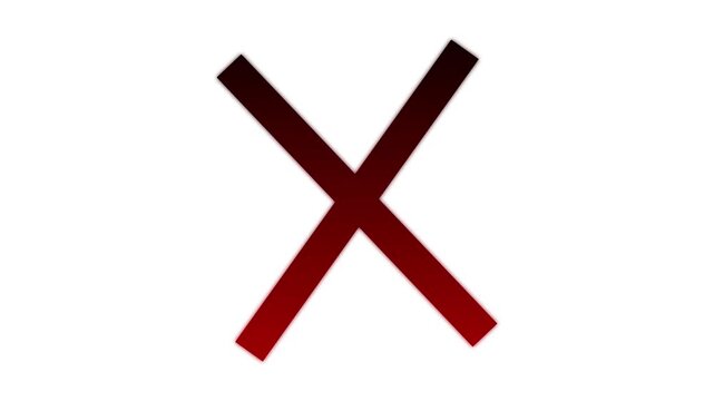 Red cross X mark icon for cancel close buttons, simple reject shape, grunge exit, white background, 4k video.