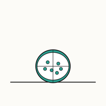 vector illustration of a blue ball with green eyes
