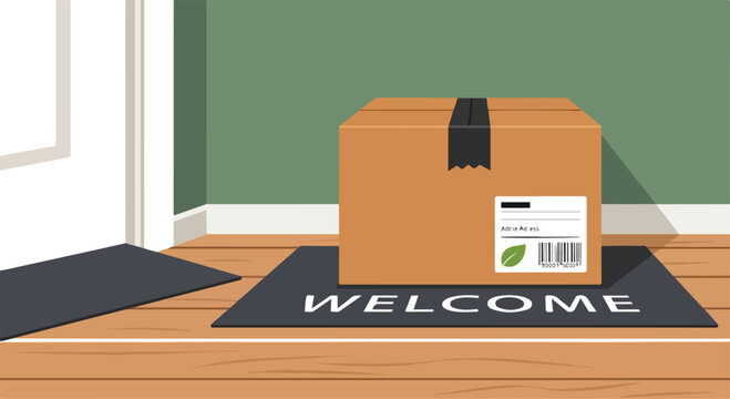 A package on a welcome mat