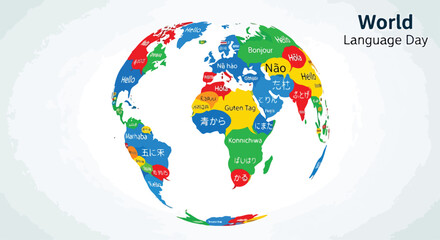 A colorful illustration of the globe with greetings © Jeremy