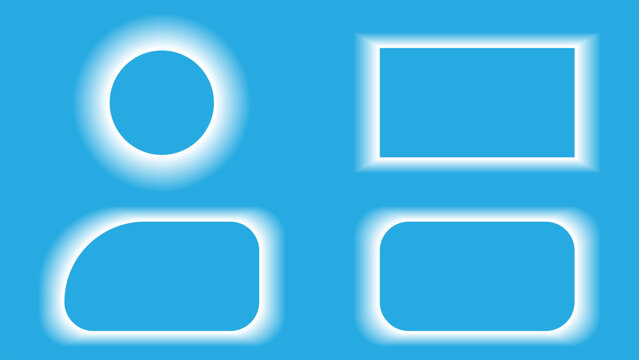 Geometric shapes with glowing outlines on a blue background circle rectangle rounded rectangle oval glow outline illuminated form figure design element graphic digital abstract modern clean