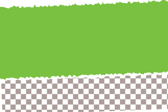 Torn green paper with transparent background ripped edges and checkered pattern fragment fragmented cut tear texture surface digital design element graphic abstract void empty space