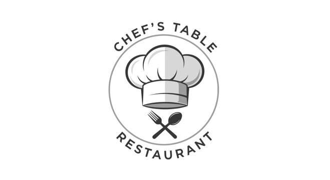 Chef Table Restaurant Logo with Chef Hat and Cutlery