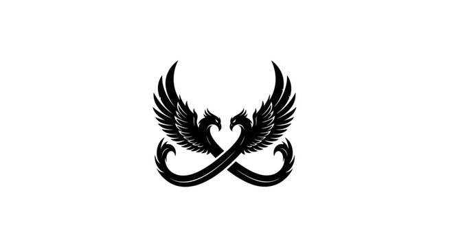 Phoenix bird wings forming infinity symbol logo icon