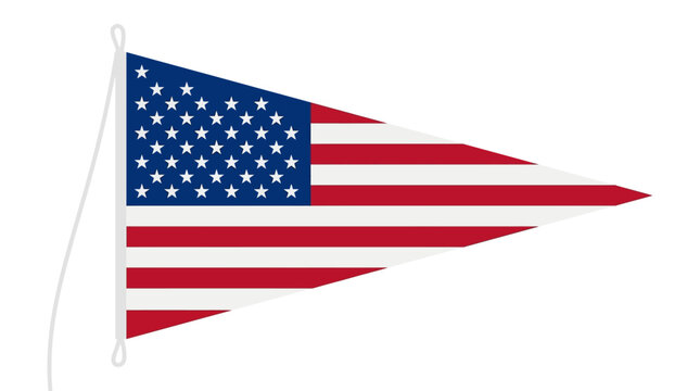 American flag pennant flying freely outdoors.