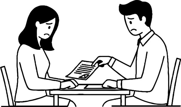Frustrated colleagues reviewing important paperwork together.