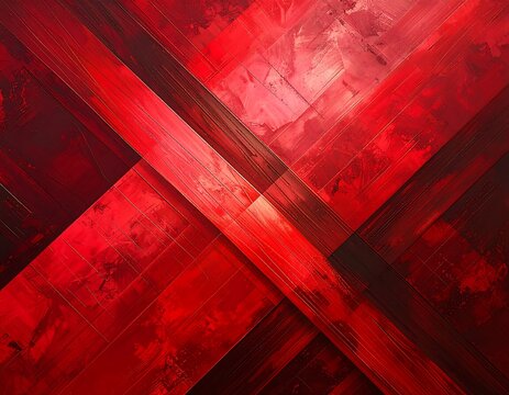 Abstract, angular composition featuring intersecting red planes, creating depth, texture, and a dynamic, modern aesthetic
