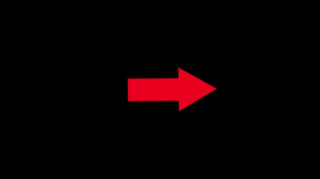 Animated Red squirrel arrow on a black background. Moving arrows to the side. Animation.