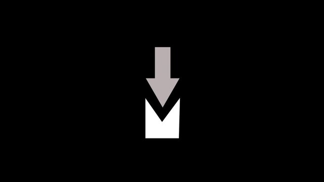 Download button icon. Bouncing up and down white arrow with a black background. Upload arrow icon animation on 4k video.