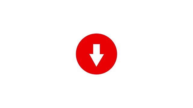 Download icon animation isolated on white background, downloading icon in circle with arrow animated, download button icon, direction Arrow icon.
