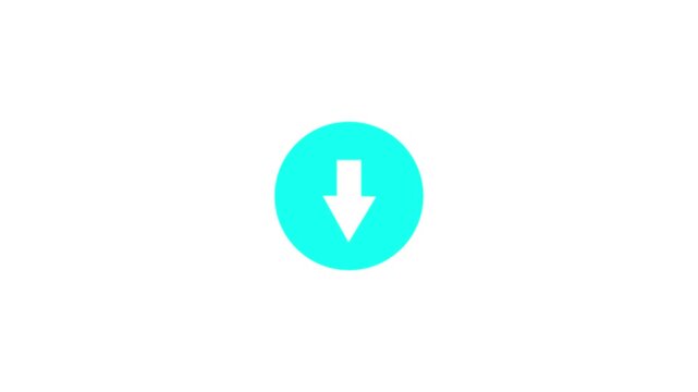 Download icon animation isolated on white background, downloading icon in circle with arrow animated, download button icon, direction Arrow icon.