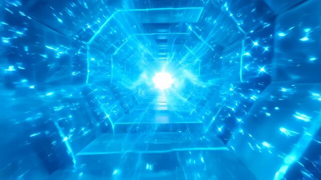 Digital abstract background concept network glowing blue tunnel futuristic data web energy motion light space perspective corridor path stream technology infinity depth