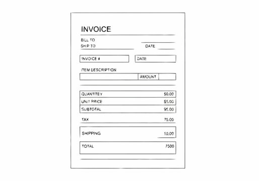 Simple Invoice Form Template for Business Transactions and Financial Records.