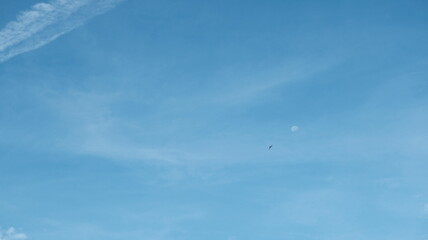 Fototapeta premium Moon Appearing In A Blue Sky