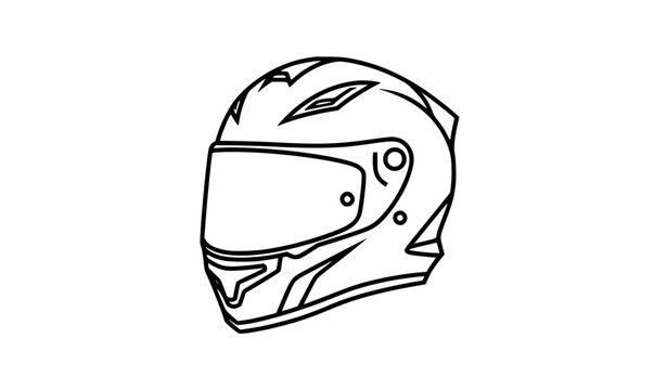 Racing helmet outline icon vector for motorcycle safety design
