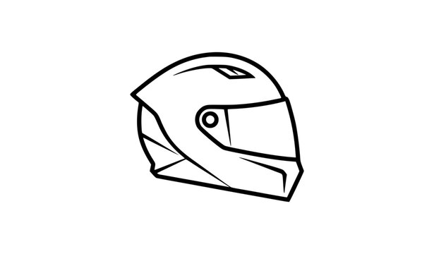 Minimal motorcycle safety helmet vector logo icon