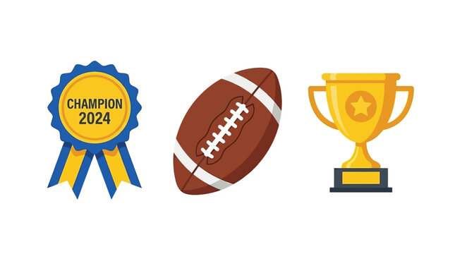 American Football Championship Trophy with Winner Ribbon for Sports Achievement Awards