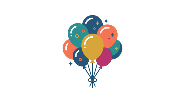 Colorful balloons tied together floating.