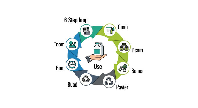 Digital marketing, e-commerce, business strategy, 8-step loop process, workflow vector isolated on White Background USA, Editable EPS