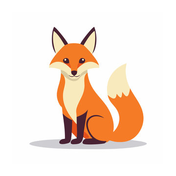 Cute flat design illustration of a fox sitting