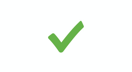 A large green checkmark on white © Komsatun