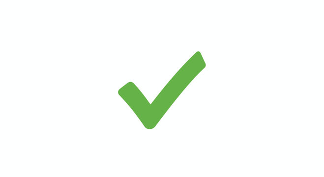 A large green checkmark on white