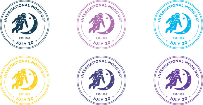 International moon day logos and badges