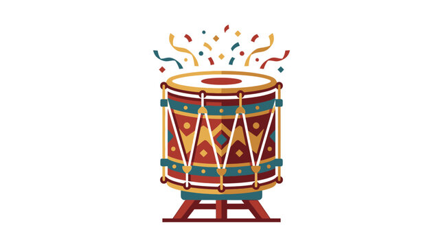 Colorful Indian drum with decorations.