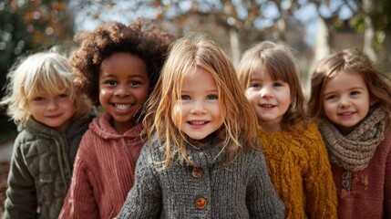 Fototapeta premium smiling children in autumn park