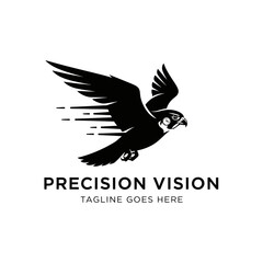 Naklejka premium High-speed falcon silhouette logo with motion trails, designed for companies focusing on accuracy, fast performance, and professional visual clarity in their branding.