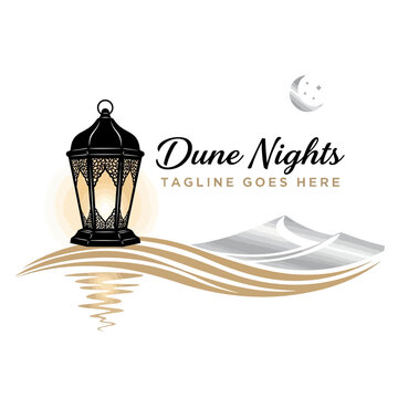 Sophisticated Middle Eastern-inspired logo design for travel, hospitality, or night tours in desert environments.