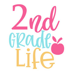 Obraz premium 2nd Grade Life Colorful Hand Lettering with Pink Apple