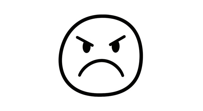 Sketched angry face drawing with expressive frown
