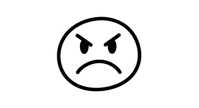 Thick outline angry face emoticon for emotional messaging