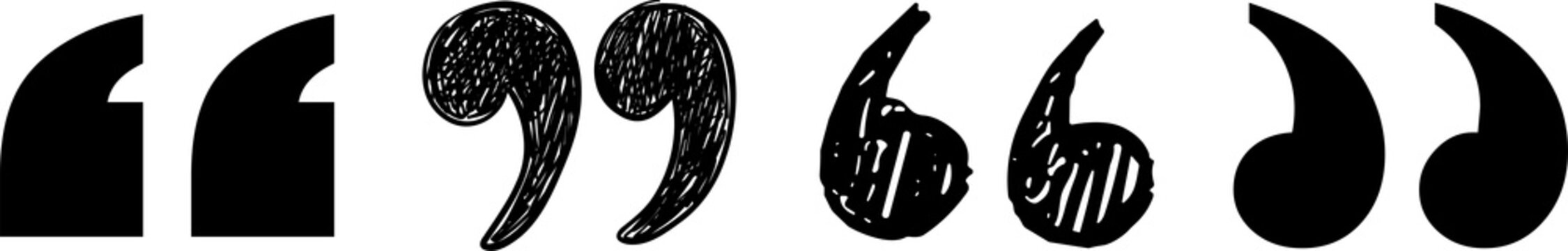 Quotation mark Set of quote mark, quotes icon vector sign design. Black quotation marks on white background. Quotation Marks Signs. Inverted commas talking marks set. Talk bubble speech PNG