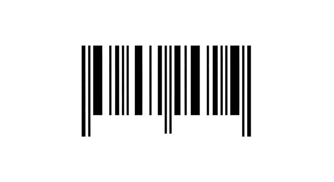 Black barcode icon isolated on white background
