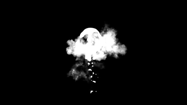 Explosion smoke blast cartoon 2d flash fx effects, looping video animation cartoon smoke explosion element, cartoon animation of explosion smoke with transparent black screen background. 4k video