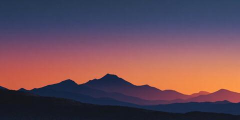 Obraz premium Minimalist Mountain Horizon Under Glowing Sunset Sky